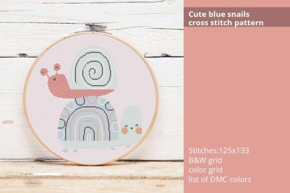Cute Blue Snails Cross Stitch Pattern Review