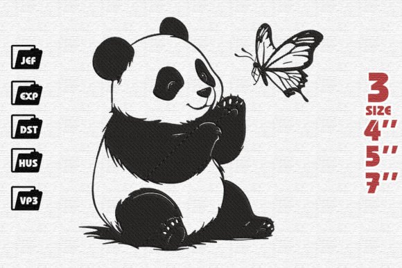 Cute Panda Playing with Butterfly Embroidery Review