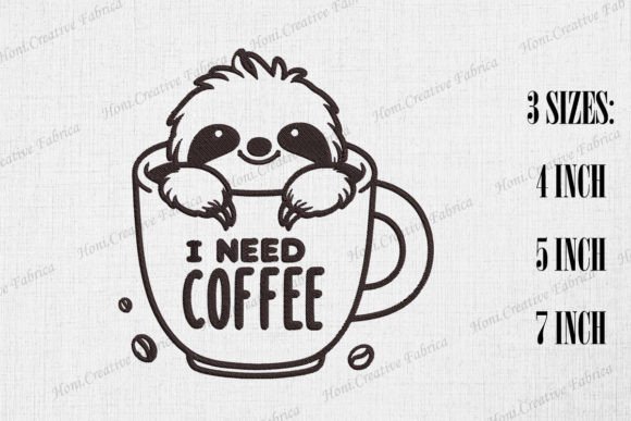 Cute Sloth Loves Coffee Embroidery Review