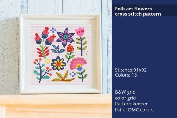 Folk Art Flowers Cross Stitch Pattern Review