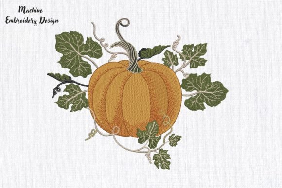 Orange Pumpkin with Green Leaves Embroidery Review